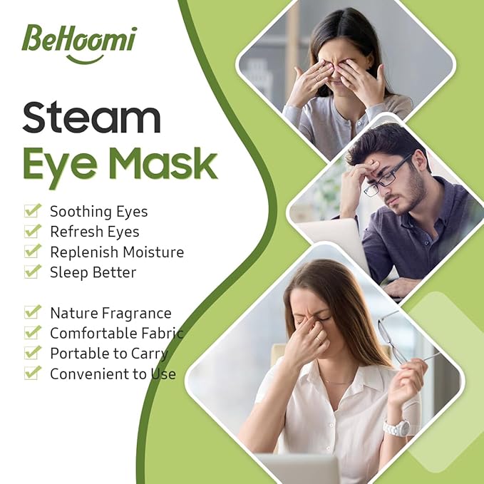 20 Packs Steam Eye Mask, Heated Eye Mask Warm Compress for Eyes, Disposable Self Heating Steam Mask for Home, Sleep, Spa, Travel Essentials & Relaxation Gifts for Women (Green Tea)