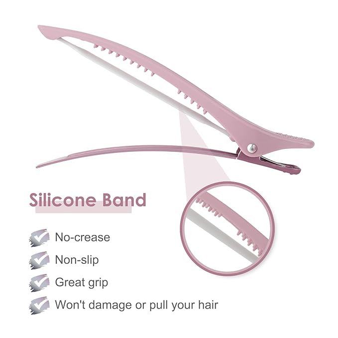 AIMIKE Hair Clips for Styling - Silicone No-Crease Duck Billed Hair Roller Clips for Sectioning, Cutting, and Salon Use