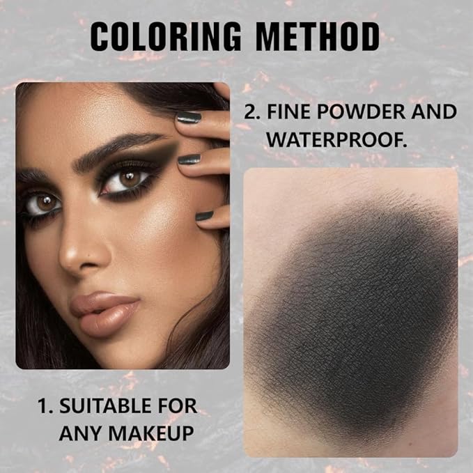 Kaely Pressed Single Eyeshadow Makeup, Black Matte Highly Pigmented Monochrome Eye Shadow Palette, Waterproof Neutral Powde Mini Eyeshadow, sombras para ojos, Lightweight Blendable, 07