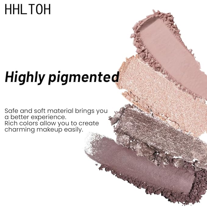 Quads Matte Eye Shadow Powder Makeup Palette - Nudes Brown & Champagne Pink Shimmer Eyeshadow Green Eyes, Long-Lasting Eyeshadow Waterproof Anti-smudge, sombras de ojos, with Built-In Mirror 02