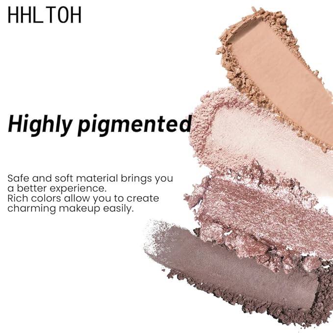 Eyeshadow Quad, Nude Brown Matte Shimmer Eye Shadow Makeup Powder Palette, Suitable for Women's Daily Eyeshadow Makeup, Long-Lasting Waterproof and Smudge-Proof, Easy to Apply, with Built-In Mirror 01
