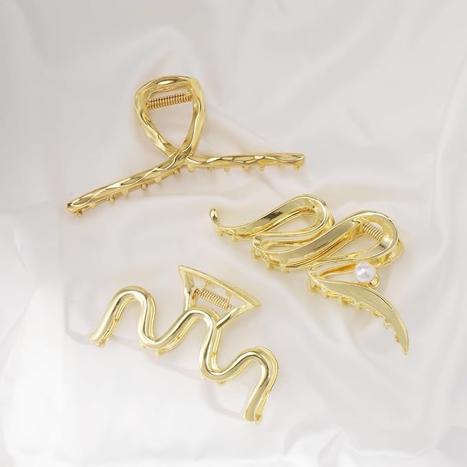 Mehayi 3 PCS Metal Large Hair Claw Clips for Thick Heavy Hair, Big Non-Slip Hair Catch Barrette Jaw Clamp, Strong Hold Claw Barrettes for Long Hair, Fashion Hair Styling Accessories for Women Girls