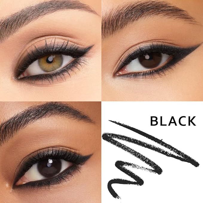 6 Pcs Black Eye liner Pen Set with Sharpener, Wooden Voluminous Smoldering Eye liner, Smooth Creamy Matte Tattoo Pencils for Women,Hairline Eyebrow Makeup (6Pcs-Smooth Creamy Black Sticks)
