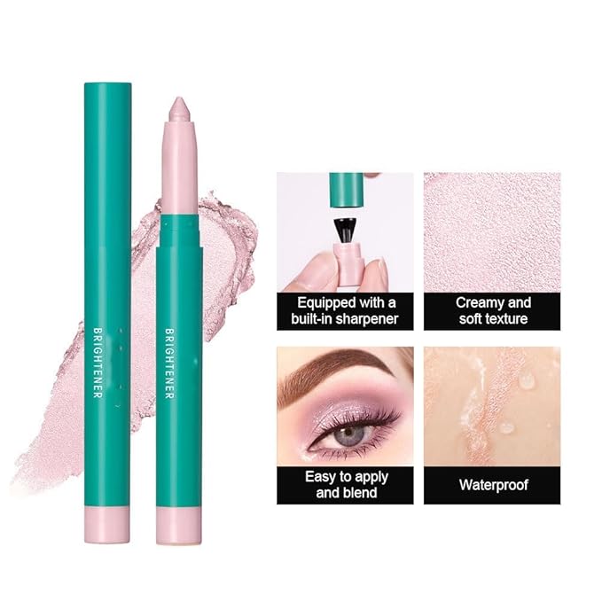 4Pcs Eyeshadow Stick, Eye shadow Brightener Stick Glitter Highlighter Makeup Eye Liner, Shimmer Creamy Long Lasting Eye Makeup. (4 colors)