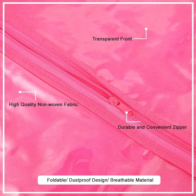 2Pcs Hair Extension Holder, Extra Long Wig Storage Bag with Hanger, Wig Storage for Multiple Wigs Hairpieces, Portable Style Hair Travel Hair Extensions Bag (31.5 Inch, 2Pcs Pink)