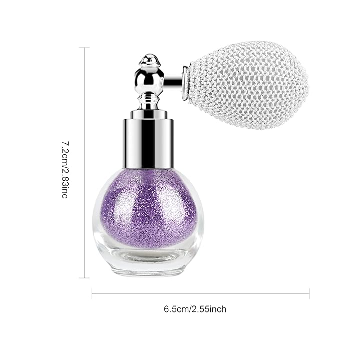 KYDA Highlighter Powder Spray, High Glossy Shimmer Sparkling Powder for Face and Body Glitter Makeup, Body Glitter Spray, Purple