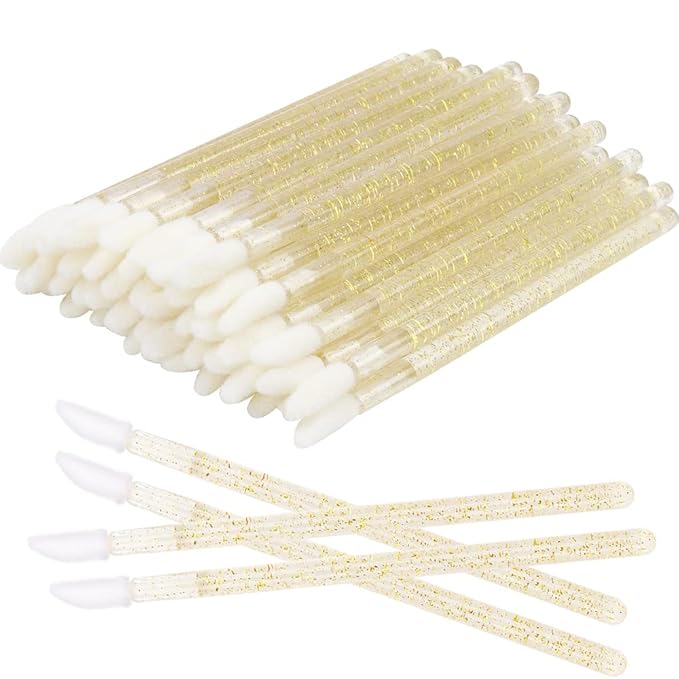 300 PCS Eyelash Extension Supplies Kit Disposable Micro Swab Brush Eyebrow Spoolies Lip Stick Brush Mascara Wand Applicator Makeup Brush Tool (White Black Gold Sets)
