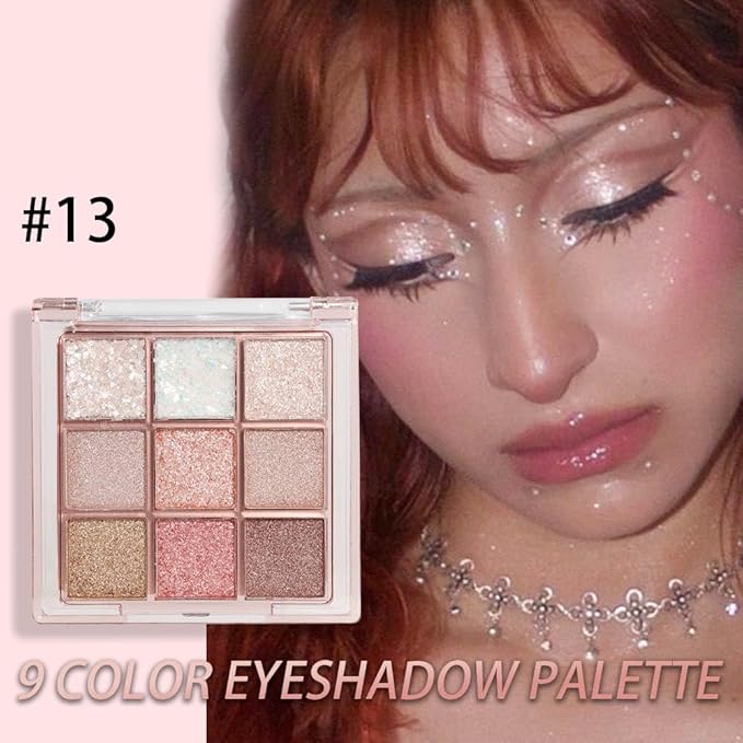 9 Colors Nude Champagne Gold Matte Shimmer Eyeshadow Palette for Eye Makeup,High Pigmented Brown Eye Shadow Primers Powder Palet de sombras de ojos-13#