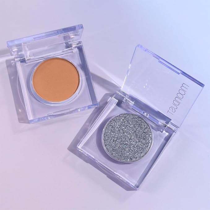 Monochrome Pressed Eyeshadow, Waterproof Neutral Powde Mini Eyeshadow, sombras para ojos, Talc, Paraben & Cruelty Free (H07#Shimmer Blue)