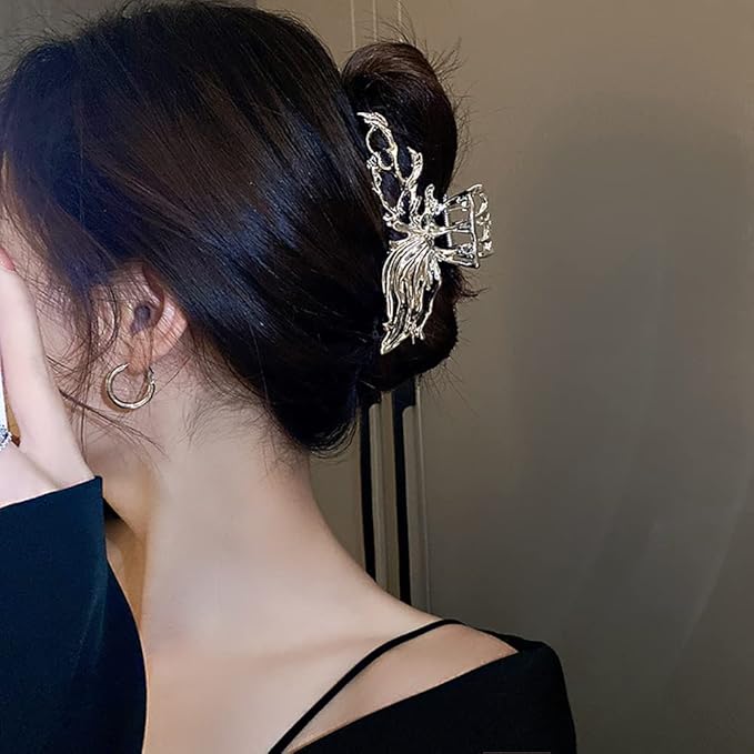 2 Pcs Large Metal Hair Claw Clips - Personality Nonslip Silver Hair Clamps,Perfect Jaw Hair Clamps For Women And Thinner-Thick Hair Styling-Strong Hold Hair-Fashion Hair Accessories (style4)