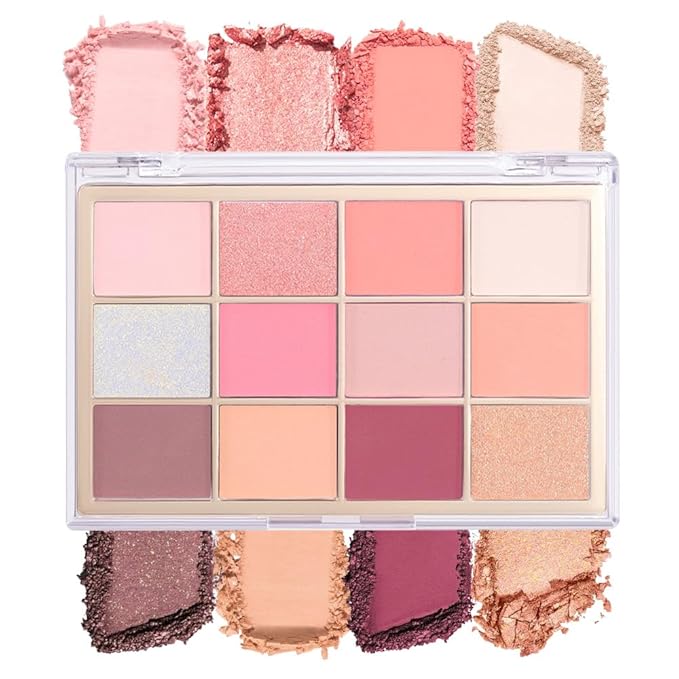 Nude Pink Eyeshadow Palette,Natural Neutral Warm Colors Cream Light Colors Eyeshadow Palette,Highly Pigmented Eye Shadow Palette Long Lasting Naturing-Looking Make Up Pallets for Women,Vegan