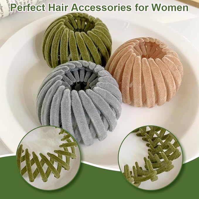 4Pcs Bird Nest Hair Clips Expandable Hair Bun Maker Hair Accessories for Women Ponytail Holder Hair Bun Clip for Thin Thick Fine Curly Hair, Plastic Hair Barrettes Hair Scrunchies
