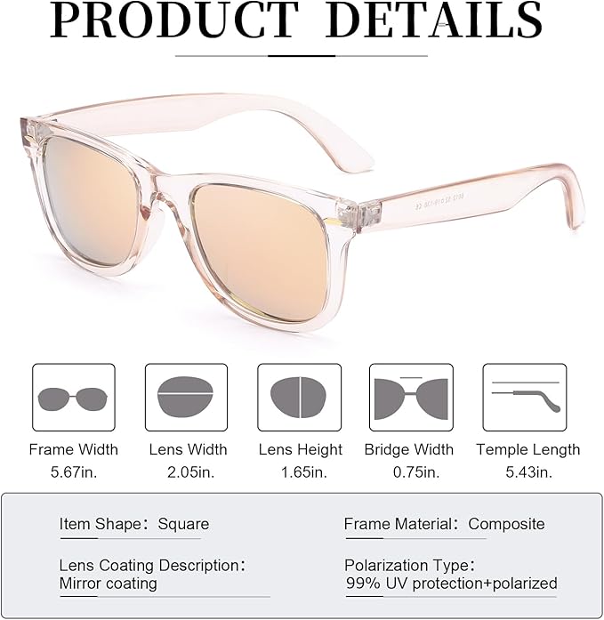 Myiaur Classic Sunglasses for Women Polarized Driving Anti-Glare UV Protection