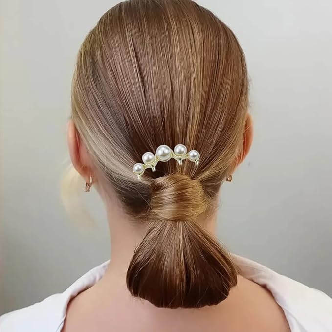 4 PACK Pearls Twist Hair Pins, Pearl U Shaped Hair Side Combs, 4 Prong Hair Updo Hair Sticks, Vintage Hair Fork Clips, French Pearl Hairpin Hair Styling Accessories for Wedding Party Holiday Daily
