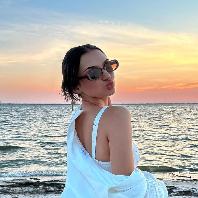 VANLINKER Polarized Retro Oval Sunglasses for Women and Men Small 90s Style VL9580