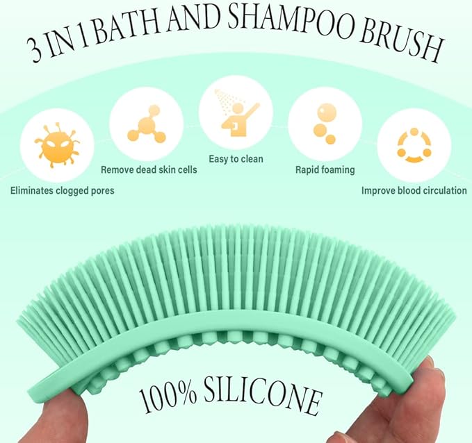 3 Pack Silicone Body Scrubber, Exfoliating Body Scrubber, Soft Silicone Loofah, Body Scrubber Fit for Sensitive and All Kinds of Skin, Rapid Foaming, Clean and Sanitary