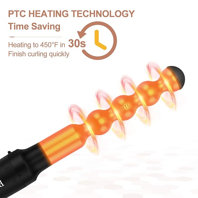 7-in-1 Infrared Curling Iron Wand Set, Dual Voltage Curling Wand with Temperature Control, Auto Shut Off, Hair Curler for Wavy/Air Bang/Ringlet/Spiral with Glove and 2 Hair Clips