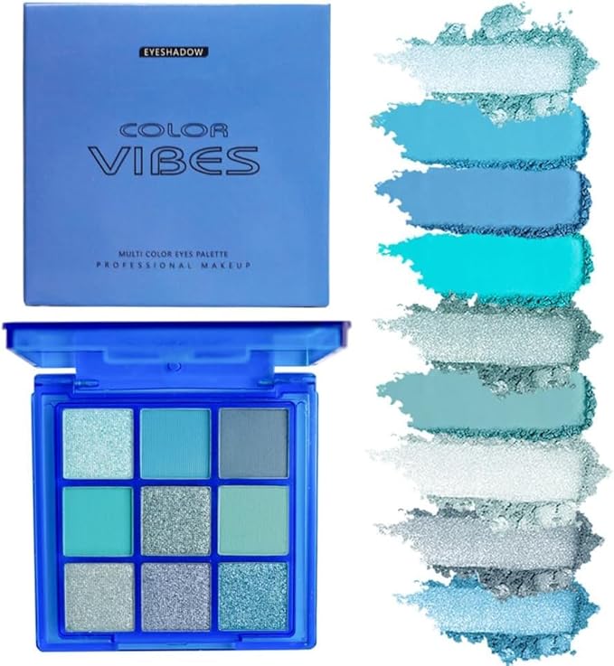 4 Pack/Set Eyeshadow Palette Set - Black, Blue, Green, Purple Themes, High Pigmented Blendable Matte & Glitter Shimmer Finishes, 24-Hour Long Wear Eye Makeup for Christmas Party & Music Festival