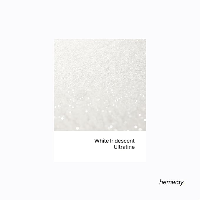 Hemway Premium Ultra Sparkle Glitter Multi Purpose Metallic Flake for Nail Art, Cosmetic Graded, Makeup, Festival, Party, Hair, Body and Eyes 100g / 3.5oz - White Iridescent