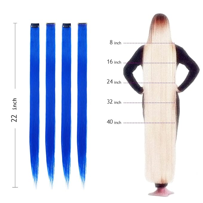 16Pcs Color Clip in Hair Extensions Purple Blue Multiple Color Hair 20inch Colorful Straight Fashion Clip on Hairpieces for Girls Women(Purple + Blue)