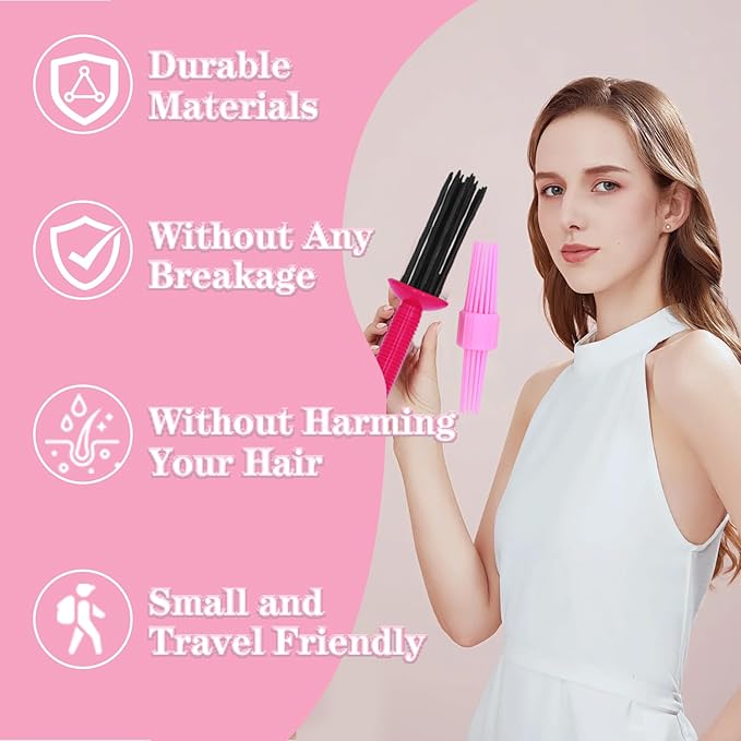 2PCS Curling Roll Comb, Curly Hair Brush for Curly Hair, Three Different Sizes of Styler for Curly Hair, Hair Curling Roll Comb, Curl Brush Hair Tools for Casual Wear or Special Events