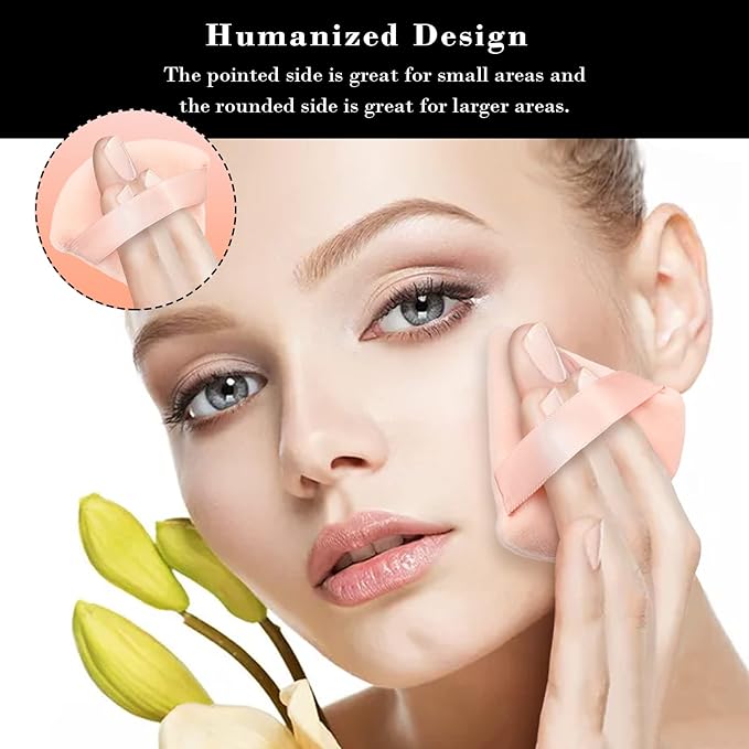 8Pcs of Triangular Powder Puff Makeup Sponges, Made of Super-soft Velvet, Designed for Contouring, Eye, and Corner, Beauty Blender Foundation Mixing Container.