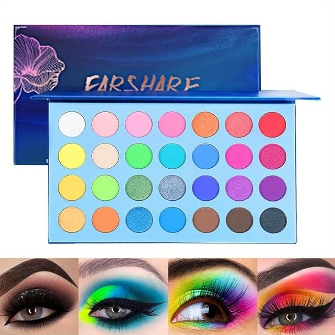 Highly Pigmented Eye Makeup Palette, Matte Shimmer Metallic Eyeshadow Pallet Long Lasting Blendable Natural Colors Make Up Eye Shadows Cosmetics