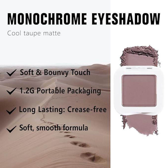 evpct Mauve Taupe Matte Single Eye Shadow Palette Makeup for Older Women, Plum Lavender Purple Natural Cream Eyeshadow Palette for Older Women, High Pigment Mini Monochrome Eyeshadow Sombra Para Ojos