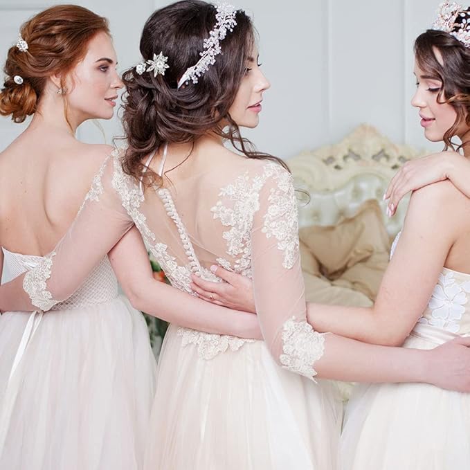 40 Pieces Bridal Hair Pins, Clips and Barrettes with Crystal Pearl Flowers, Women's Proms Hair Jewelry Accessories, Gift Stocking Stuffers for Girls