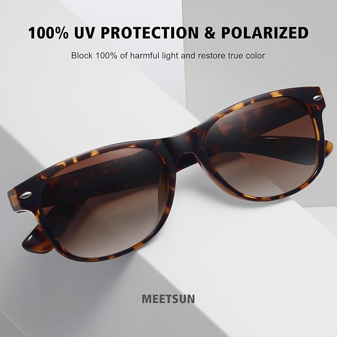 MEETSUN Classic Polarized Sunglasses for Women Men Trendy Retro Sun Glasses for Driving UV Protection (3 Pack)