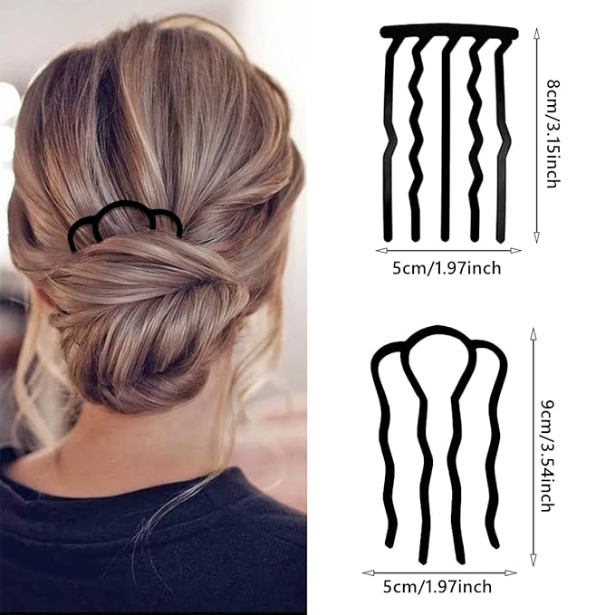 6 Piece Metal Hair Side Combs Hair Fork Clip Pins for Updo Bun, U Shape for Vintage Hairstyle Hair Accessories (4 Pins, 5 Pins)
