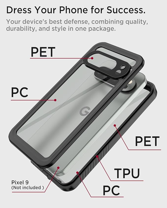 Miimall Cases for Google Pixel 9 Pro XL Case Waterproof, Built-in Camera & Screen Protector, IP68 Waterproof, Military Grade Shockproof Dustproof Full Body Rugged Phone Case for Pixel 9 Pro XL 6.8"