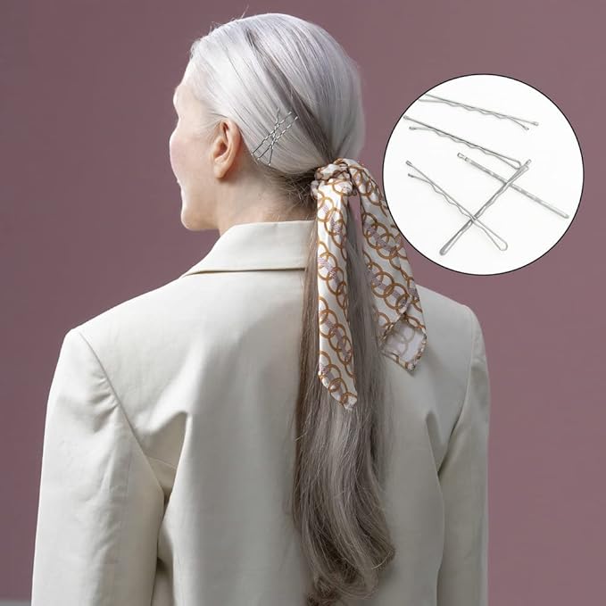 330 Pcs 2.2 Inch Hair Bobby Pins Silver With Box, Silver Bobby Pins For Gray Hair, YINGFENG Reusable Non Slip Hair Pins, This Gray Hair Pins For Women, Girls And Kids