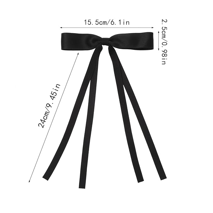 Hair Bows for Women,Ribbon Hair Bows With Long Tail,Hair bow clips Hair Barrettes for Women Accessories (Black, Beige, Pink, Red)