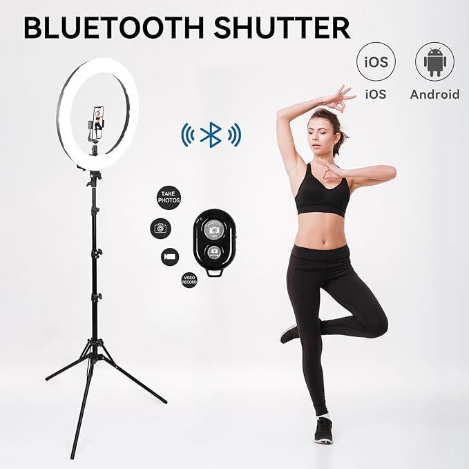 Ring Light Kit 18 "/ 45cm 55W 5500k dimmable LED Light, 70inch Foldable Stand, Phone Clip, Short Video, Studio Video Photography Lighting, Spot Lights,Selfie and Live Streaming Available