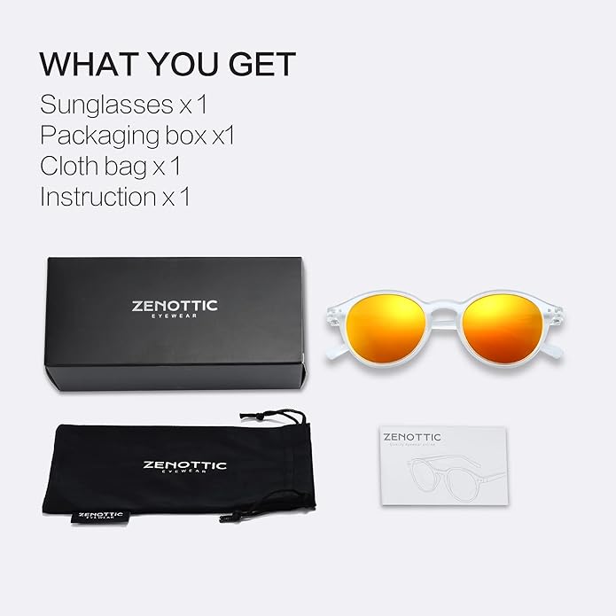 ZENOTTIC Polarized Round Sunglasses, Stylish Sunglasses for Men and Women Retro Classic, Multi-Style Selection