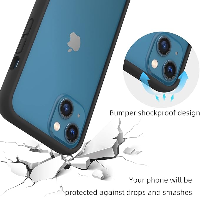 K TOMOTO iPhone 13 Mini Bumper Case (5.4 Inch), Liquid Silicone Bumper with Shock Absorption, Raised Edge Protection, Drop Protection, Silky and Soft Touch Frame, Black
