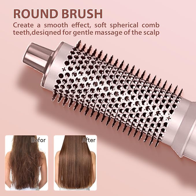 5 in 1 Hot Air Brush - Blow Dryer Brush & Air Curling Wrap Styler with Negative Ion Technology, Hair Dryer Brush for Drying, Curling, Straightening & Styling, Professional Hair Styling Tools