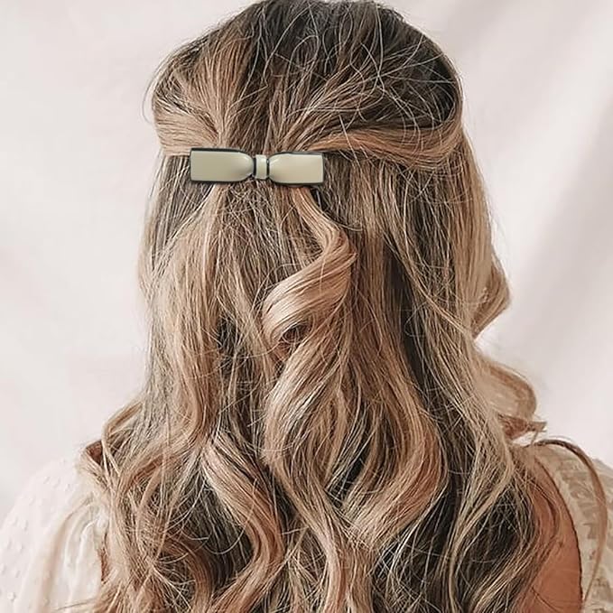 4 Pcs French Flat Bow Hair Clips for Women, Y2K Cute Bowknot Hair Barrettes Small Black Snap Hair Clip Styling Hair Accessories for Thick and Thin Hair
