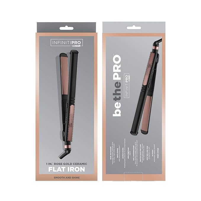 CONAIR INFINITIPRO Rose Gold Ceramic Flat Iron, 1-inch