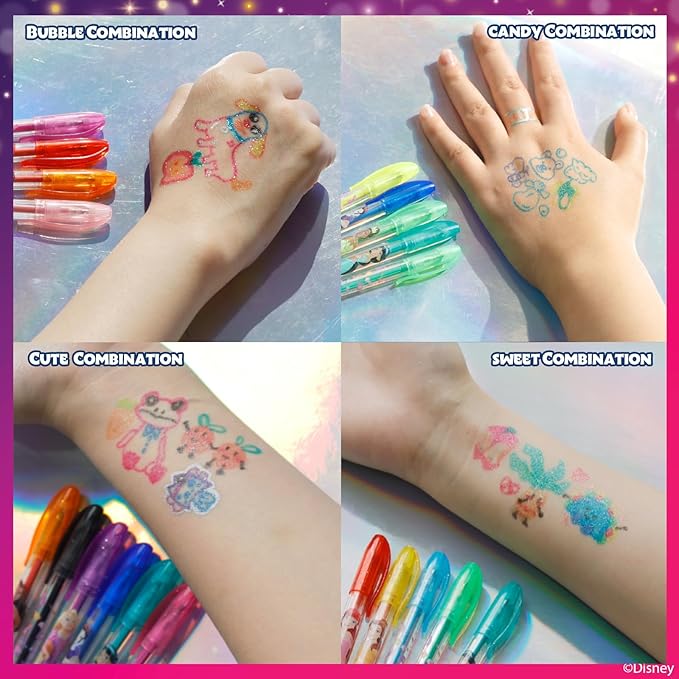 Disney Princess 16 Piece Glitter Pen Body Art Set, Glittery and Bright Colors, Ages 3+, by Townley Girl