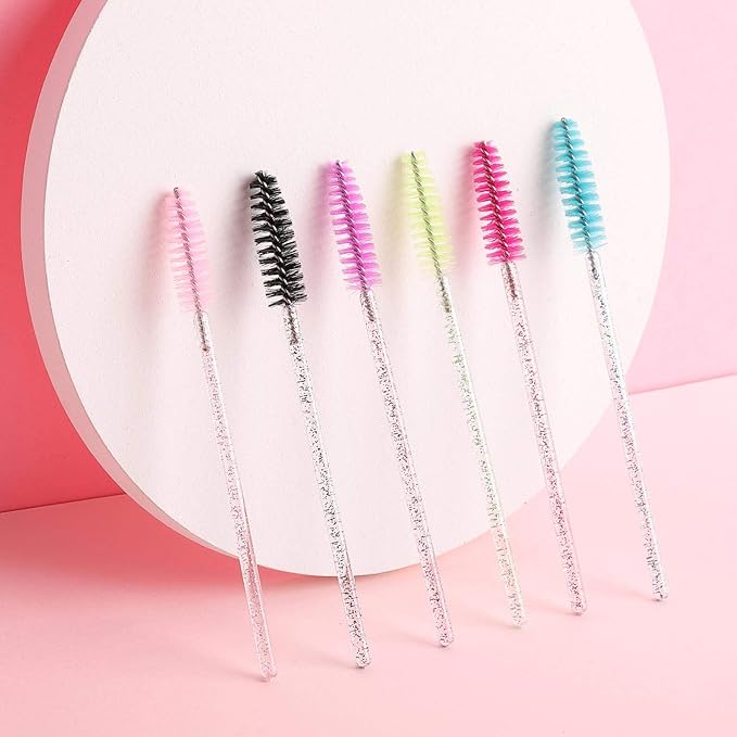 300 Disposable Mascara Wands Eyelash Brush Spoolies for Eye Lash Extension, Eyebrow and Makeup Crystal Tbestmax
