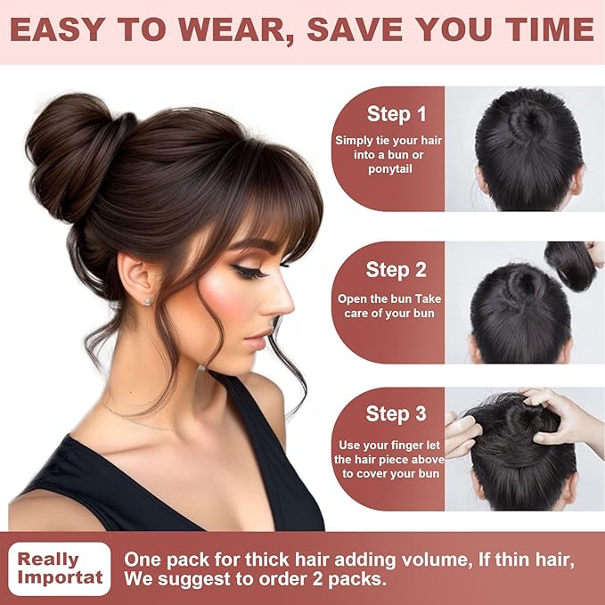 1PCS Messy Bun Hair Piece 100% Real Human Hair Chignons Scrunchies Natural Curly Fluffy Buns for Women Donut Updo Hair Pieces Bun Extension (#6 Honey Brown)