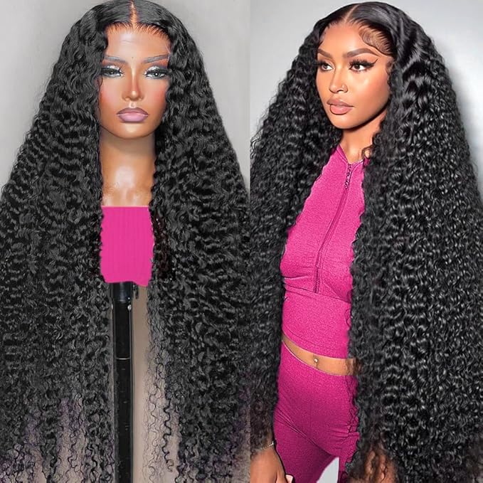 32 Inch Deep Wave Lace Front Wigs Human Hair 13x6 Curly HD Transparent Lace Front Wigs Human Hair 210% Density Pre Plucked with Baby Hair
