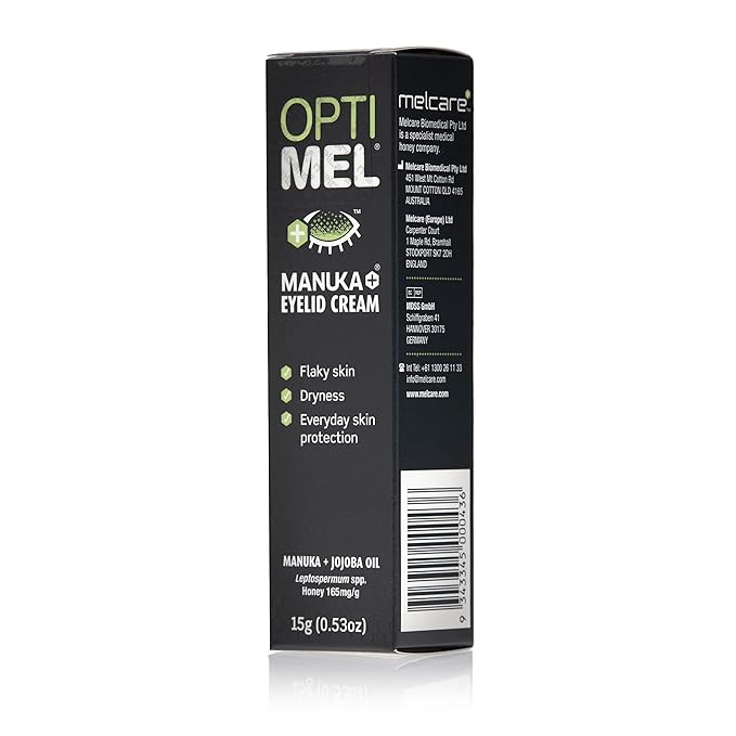 Optimel® Manuka+® Eyelid Cream, with Manuka Honey & Jojoba Oil, Restores Skin's Natural Structure, Soothes Flaky, Dry Skin - Ideal for Blepharitis, MGD, Seborrheic Dermatitis, Rosacea, & Eczema, 15g