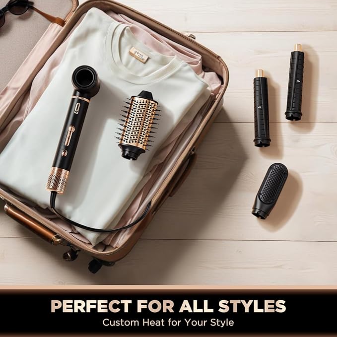 5 in 1 High-Speed Hot Air Styler - Professional Frizz-Free Hair Dryer Brush with Negative Ions, Fast Drying Blow Dryer Brush, No Heat Damage, Auto-Wrap Curl, Volumize, Straighten