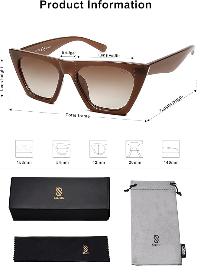 SOJOS Trendy Oversized Square Cateye Polarized Sunglasses Womens Big Frame Shades SJ2115
