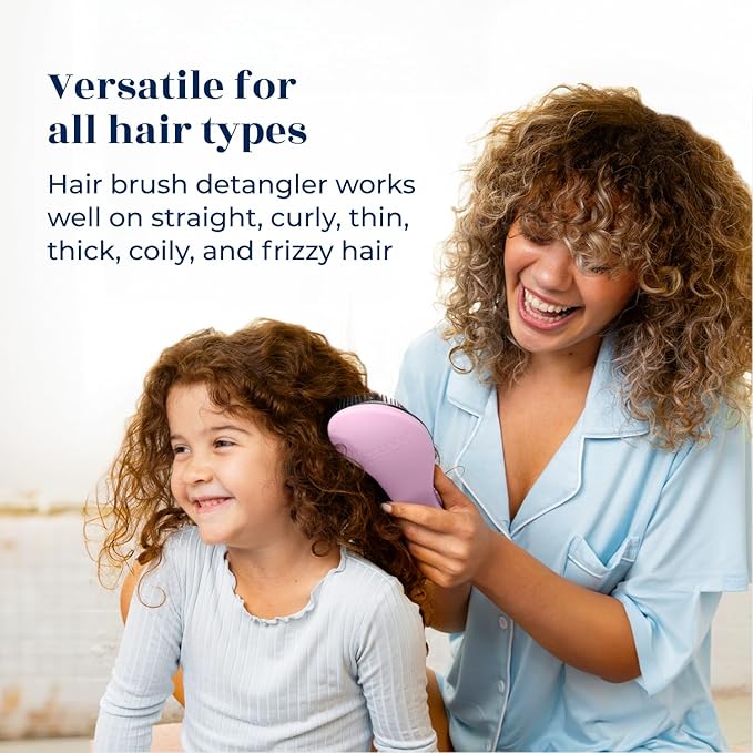 Crave Naturals Biggie Glide Thru Hair Brush - Detangler Brush for Curly, Straight, Wet or Dry Hair - Gentle Detangling Brushes for Adults, Kids, Toddlers - Hair Accessories for Women, 8.4"x3.4" - Pink