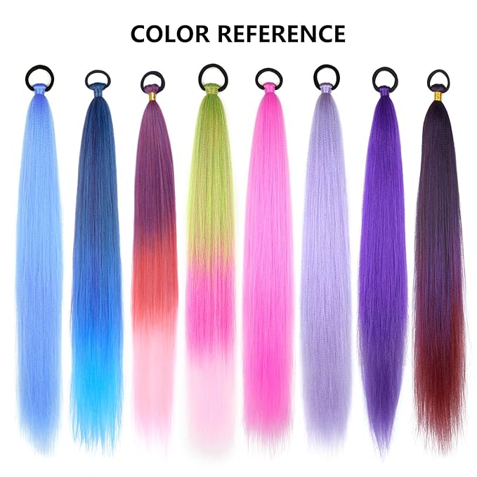 2 Pack Braid Ponytail Extension with Elastic Tie Straight Sleek Wrap Around Braid Wig Ponytail Black Red gradient 26 Inch (Black/Red)