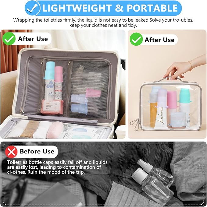 16 Pack Travel Essentials Silicone Bottle Covers,Accessories Luggage for Women Men,Travel Size Toiletries,Elastic Sleeves for Leak Proofing,Cruise Ship Essentials,Cruise Essentials 2024